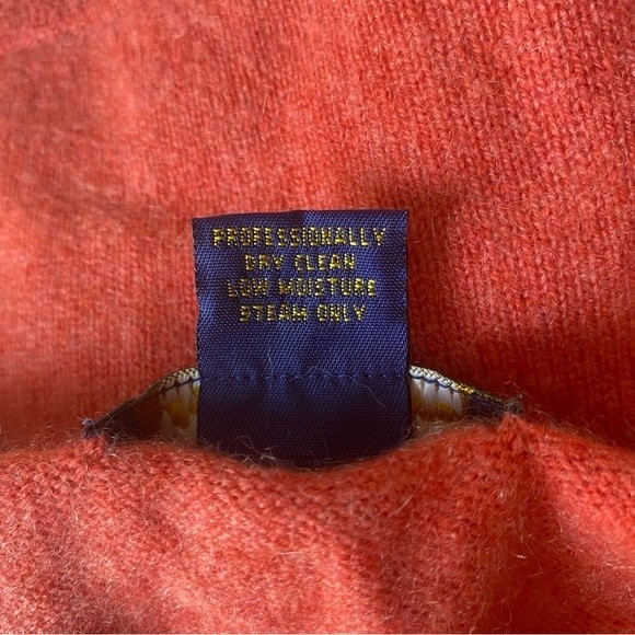 CHARTER CLUB Cashmere Sweater 2-ply V-neck Orange Coral - Picture 6 of 6